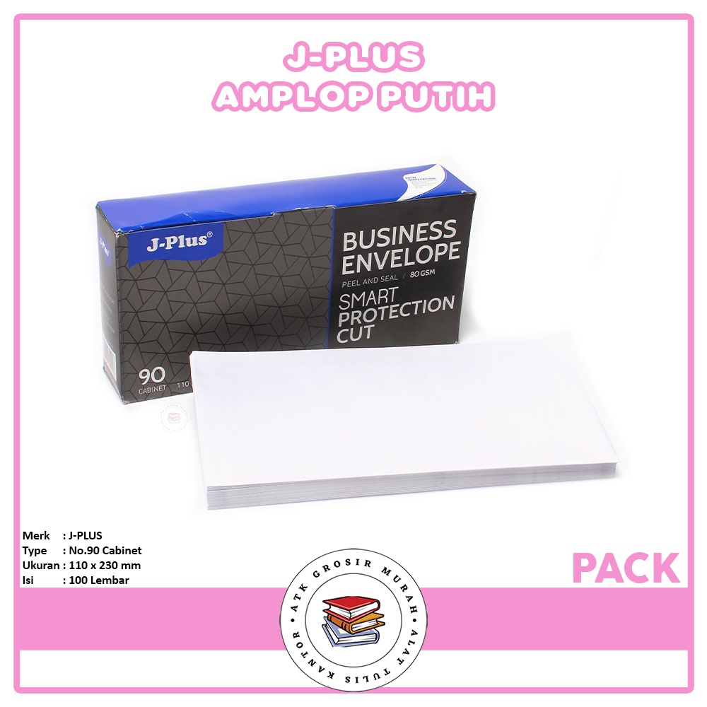 

JPLUS - Amplop Putih Polos Dengan Perekat NO.90 Cabinet - Pack