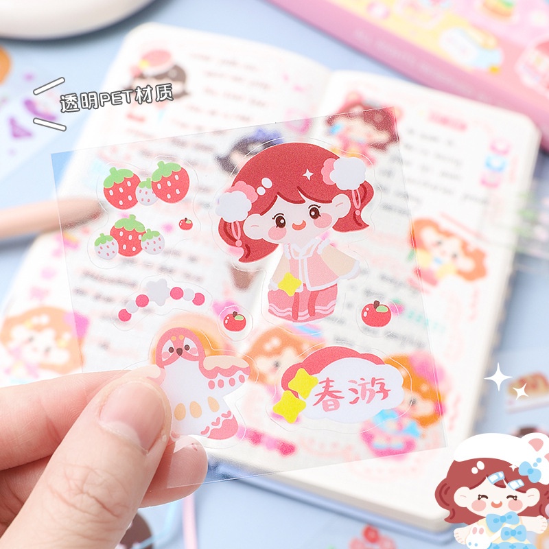 Sticker DIY Aesthetic 200 lembar Waterproof Lembar Sticker Tape Roll Estetik Journal Diary DIY  CASE HP / DIARY / DIY / BUJO /SCRAPBOOK MOMO GIRL STICKER TUMBLER