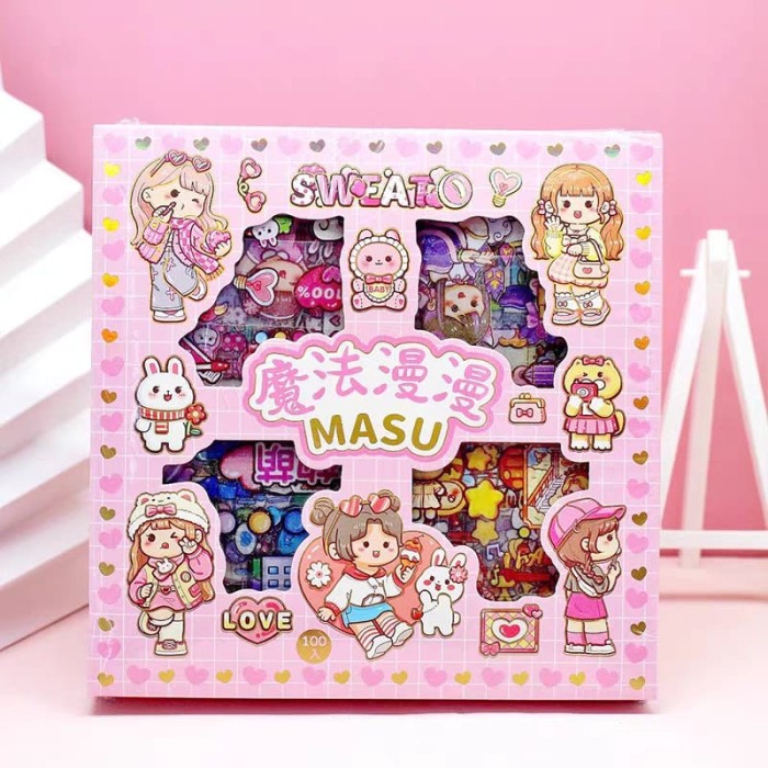

stiker momo viral hologram waterproof isi 100pcs new