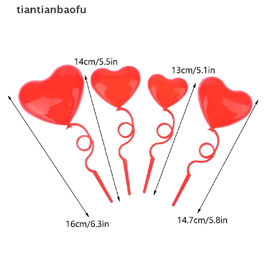 [tiantianbaofu] 1set Hati Balon Hiasan Kue Valenes Day Perlengkapan Pesta Pernikahan Dekorasi Kue Rumah Boneka Balon Mix Ukuran Butik