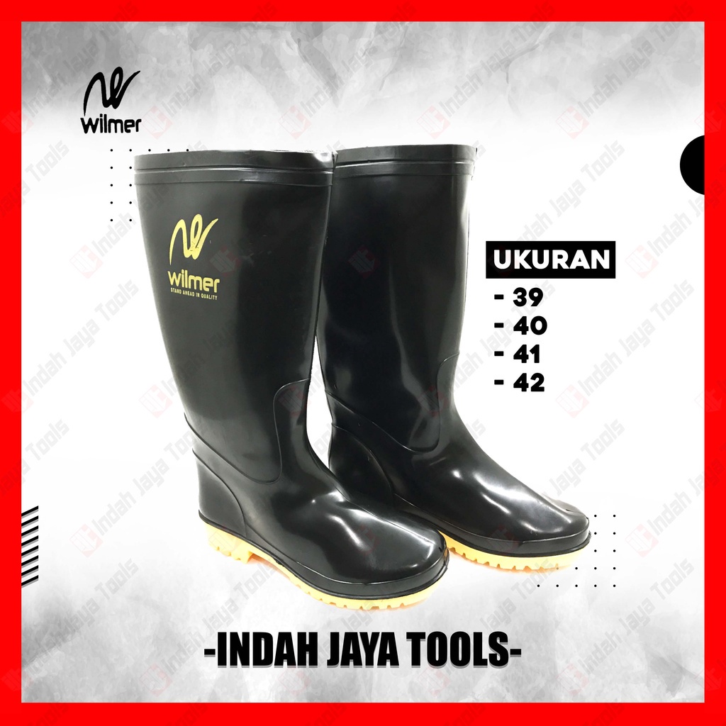 WILMER Sepatu Boot Hitam Karet Tinggi Proyek Safety Boots AP MODEL