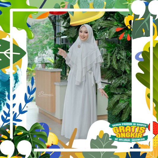 SET GAMIS SYARI ORIGINAL BERMERKS GAMIS PUTIH POLOS GAMIS BUSUI BAJU PANJANG WANITA/ solat sholat ie