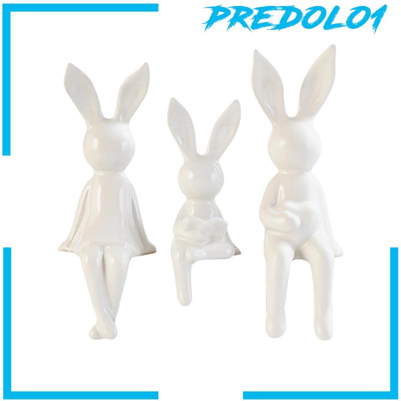 [Predolo1] 3pcs Patung Keluarga Kelinci Gambar Hewan Kamar Tidur Bunny Statue