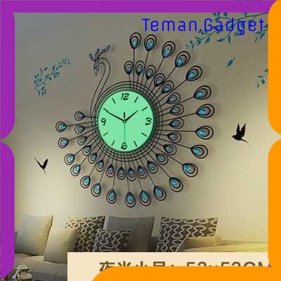 TG -  ART SAFEBET Jam Dinding Bulat Quartz Clock Diamond Peacock 53CM - H19