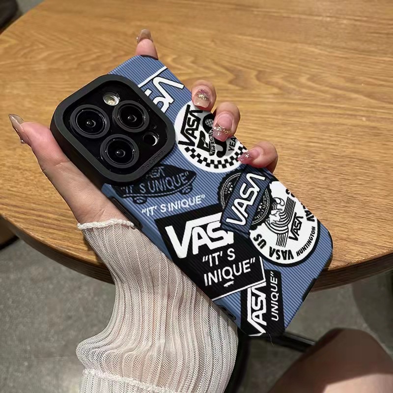 【Lamb Skin】Fashion Chute Board Vans VASA Soft Case for IPhone 6S 7 Plus 8 Plus X XS XR XS Max 11 13 12 14 PRO Max 14 Plus 12 13 Mini Camera Protect Phone CASE Fashion Blue casing hp iphone 11 Missconnie