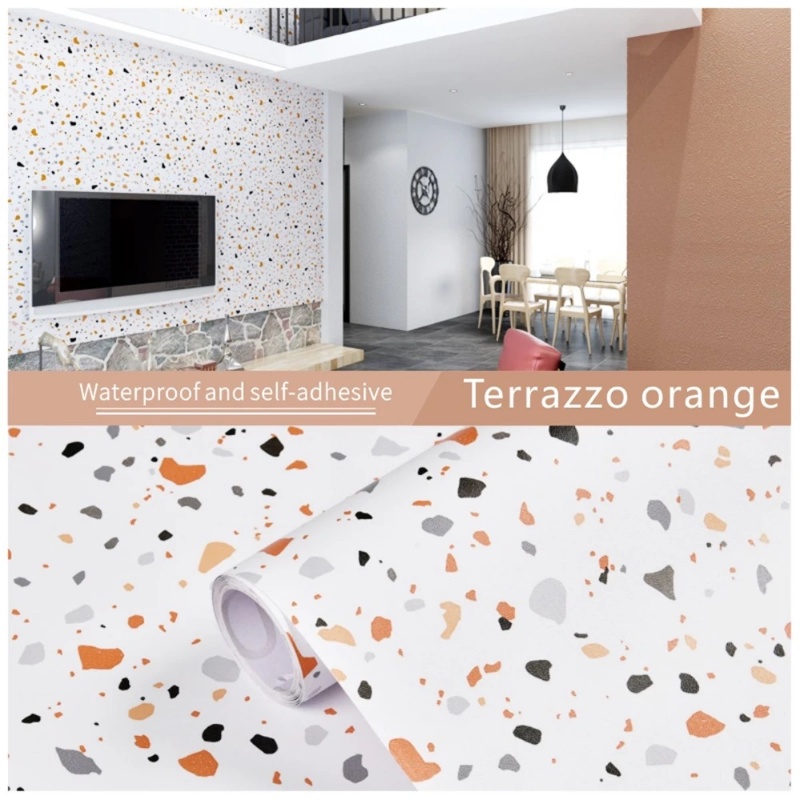 Stiker Dinding Teraso Imitasi Anti Minyak Dapur/Self-adhesive Ceramic Tile Hearth Wallpaper Tahan Panas/Stiker Dinding Marmer Imitasi