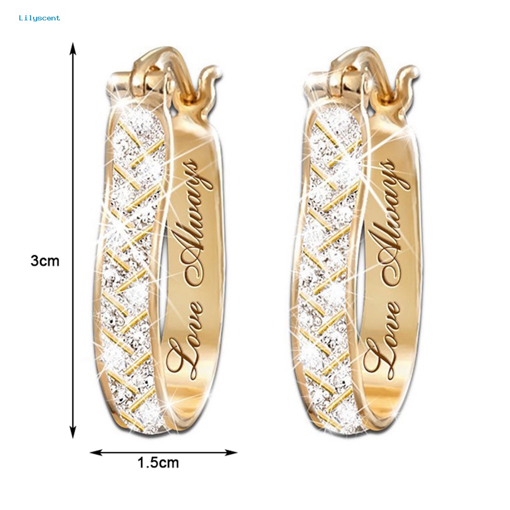 Lilyscent Wanita Fashion Kristal Imitasi Cubic Zirconia Alloy Hoop Earrings Pesta Perhiasan Hadiah