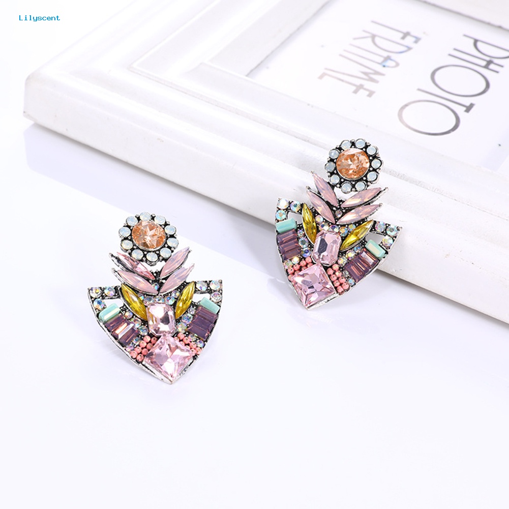 Lilyscent Wanita Fashion Berlian Imitasi Berlebihan Bohemian Ear Stud Earrings Perhiasan Hadiah