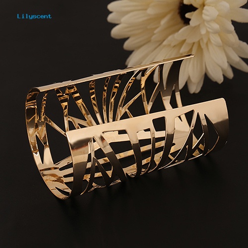 Lilyscent Mode Baru Emas Berongga Bermotif Bangle Pembukaan Manset Barcelet Perhiasan Hadiah