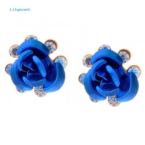 Lilyscent Wanita/'s Fashion Rose Flower Ear Studs Berlian Imitasi Bertatahkan Anting Perhiasan Hadiah