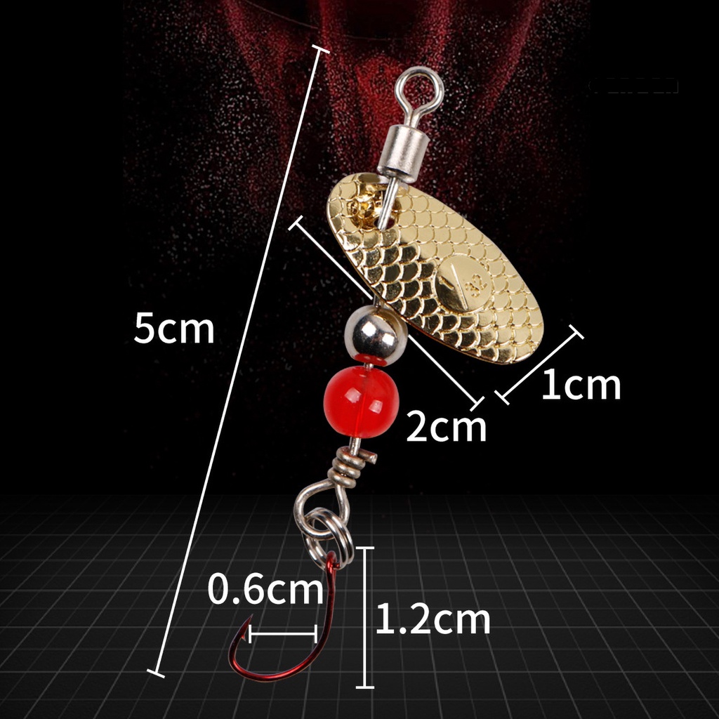Cnn-5cm Berputar 360derajat Spinner Sendok Umpan Logam Sisik Ikan Payet Lure Tackle