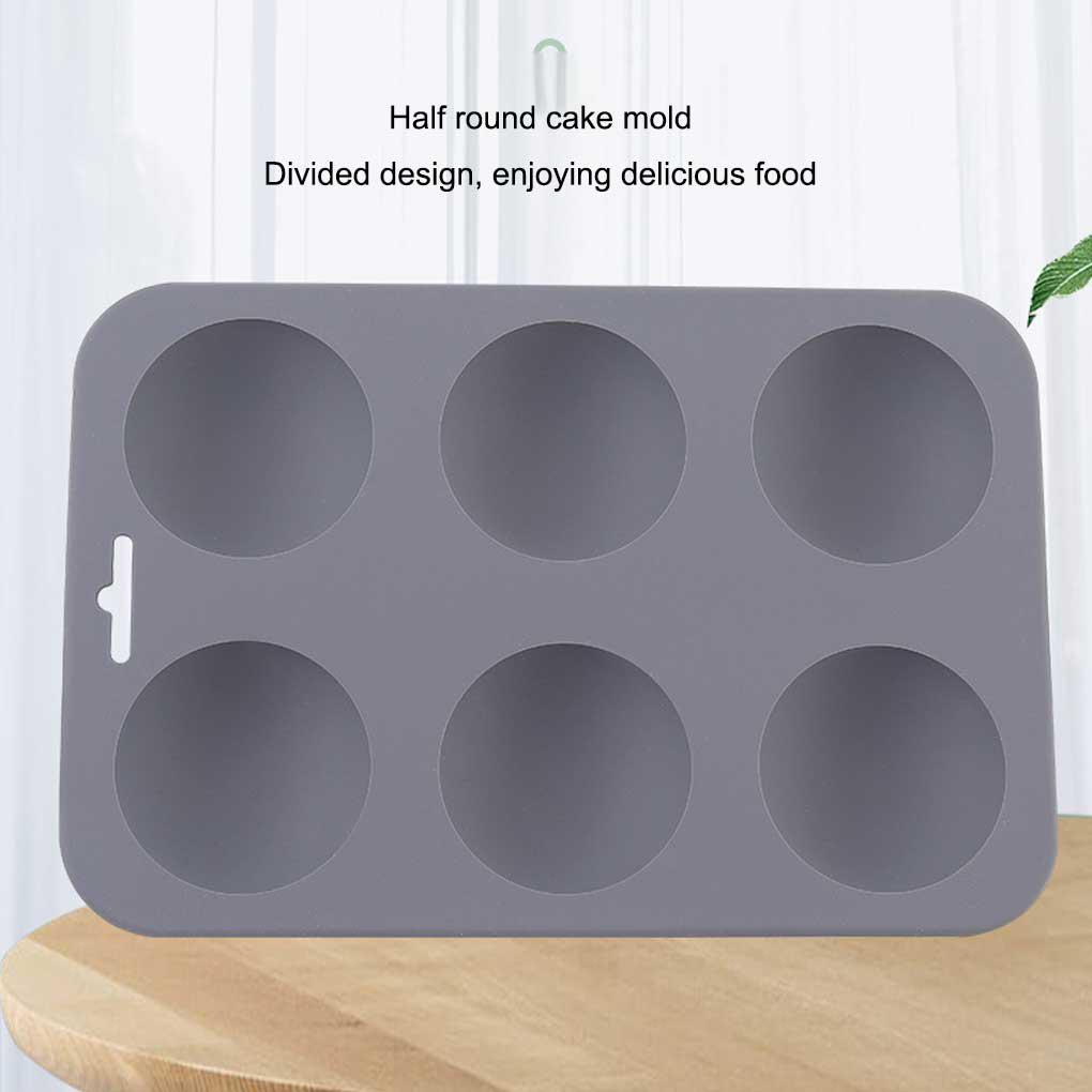 2pcs 6 Cavity Silikon Kue Loyang Setengah Lingkaran Non Stick Muffin Cup Mold DIY Egg Tarts Reusable Cetakan Coklat