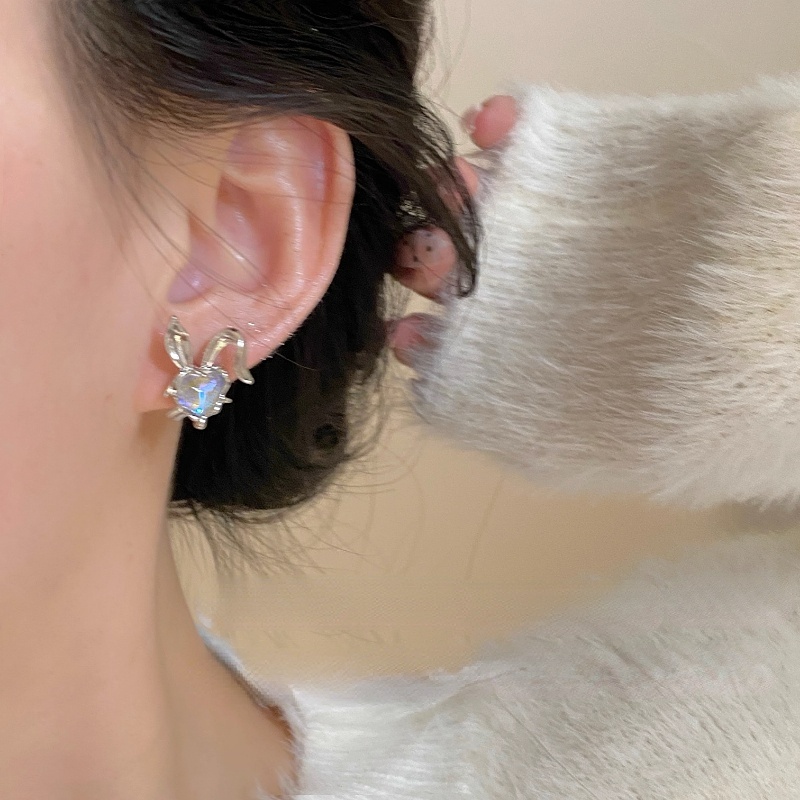 Anting Moonstone Lucu Love Giwang Telinga Kelinci Untuk Perempuan Wanita Yang Indah