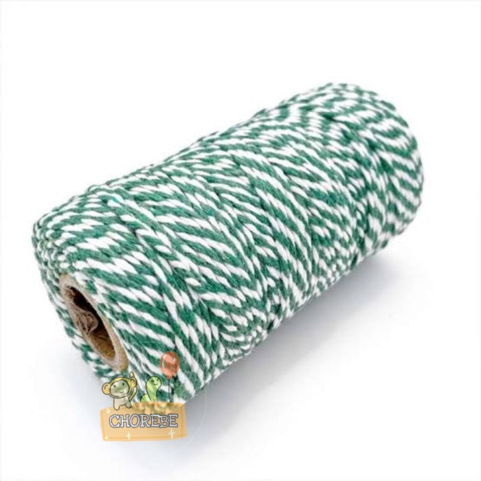 

Tali Souvenir Benang Rami Goni Craft Hampers HIJAU GOLD Per Roll - Hijau Putih