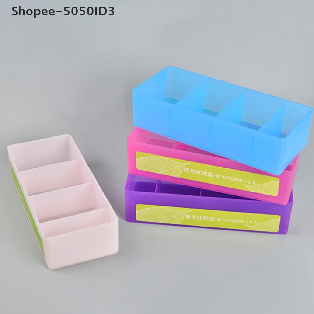 [HOT] 4grids Eyelash Extension Tool Storage Box Plastik Tempat Penyimpanan Bulu Mata Kosong [ID]