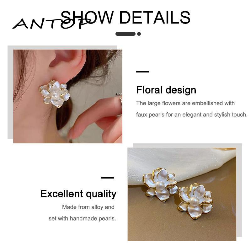 【antop】925 Perak Stitch Anting Wanita Temperamen Fashion Retro 3D Bunga Besar Anting