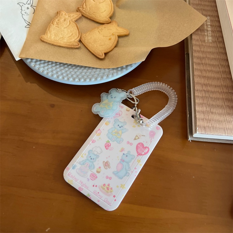 Ins Gadis Hati Lucu Bunny Card Holder Kartu Makan Siswa Kartu Bus Kartu Kontrol Akses Foto ID Holder