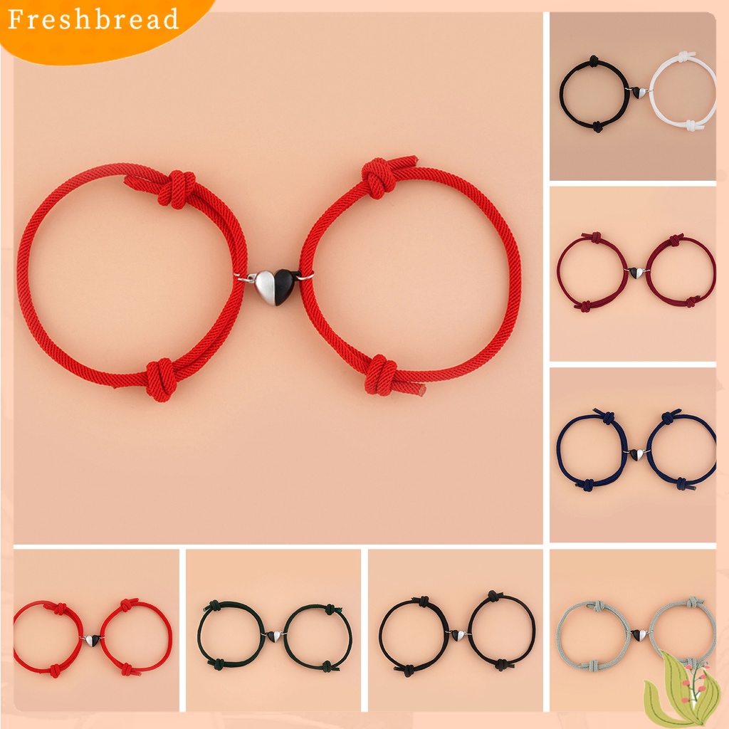 &lt; Freshbread &gt; 2Pcs/Set Tali Bangle Anti Luntur Pengerjaan Halus Gelang Liontin Hati ic Tampak Bagus Untuk Pasangan