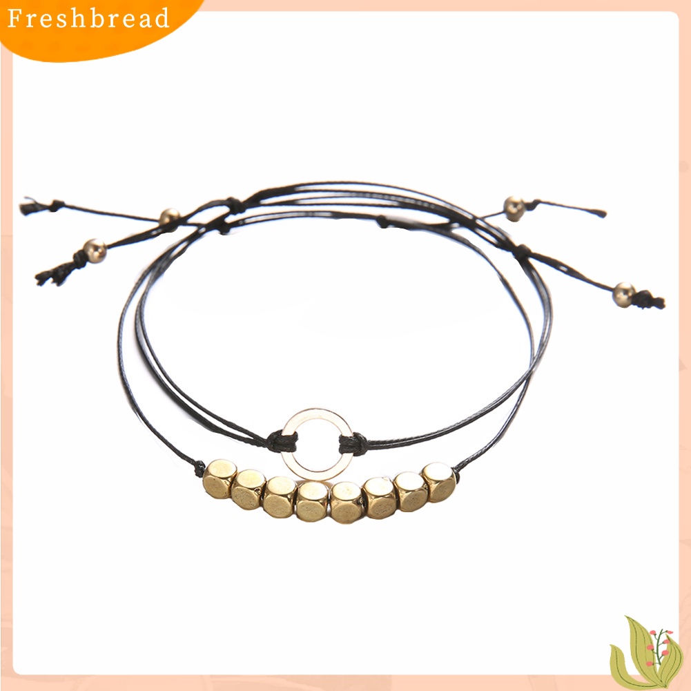 &lt; Freshbread &gt; 2Pcs/Set Bohemian Wanita Berongga Lingkaran Pesona Tali Gelang Bangle Perhiasan Hadiah