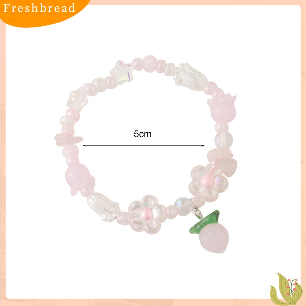 &lt; Freshbread &gt; Gelang Manik-Manik Bentuk Indah Tahan Luntur Berwarna Glasir Wanita Musim Panas Bunga Gelang Dengan Peach Charms Hadiah Ulang Tahun