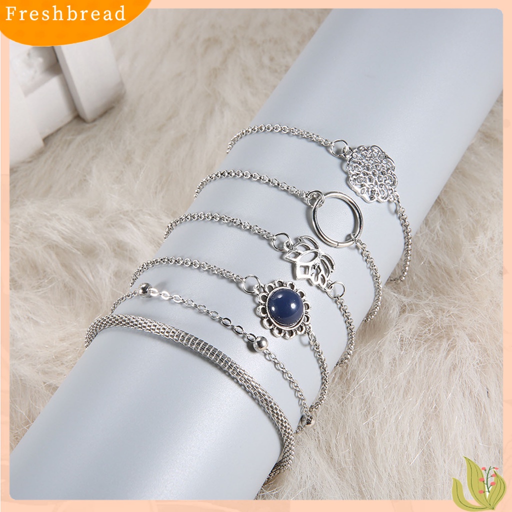 &lt; Freshbread &gt; 6Pcs/Set Wanita Gelang Set Bentuk Bunga Hollow Out Perhiasan Multi Bentuk Tangan Rantai Set Untuk Hadiah