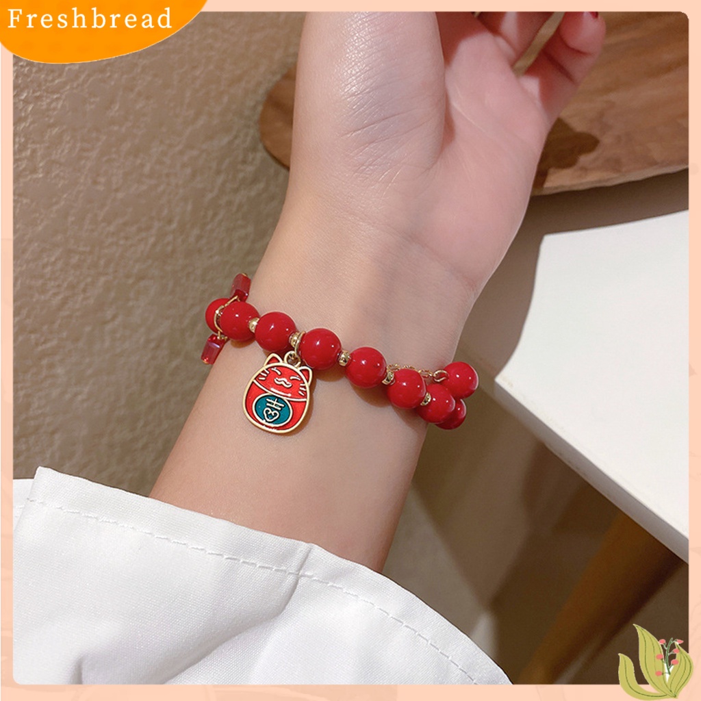 &lt; Freshbread &gt; Braided Bracelet Tali Merah Tidak Berubah Warna Perhiasan Alloy Shio Sapi Maskot Bangle Untuk Tahun Baru