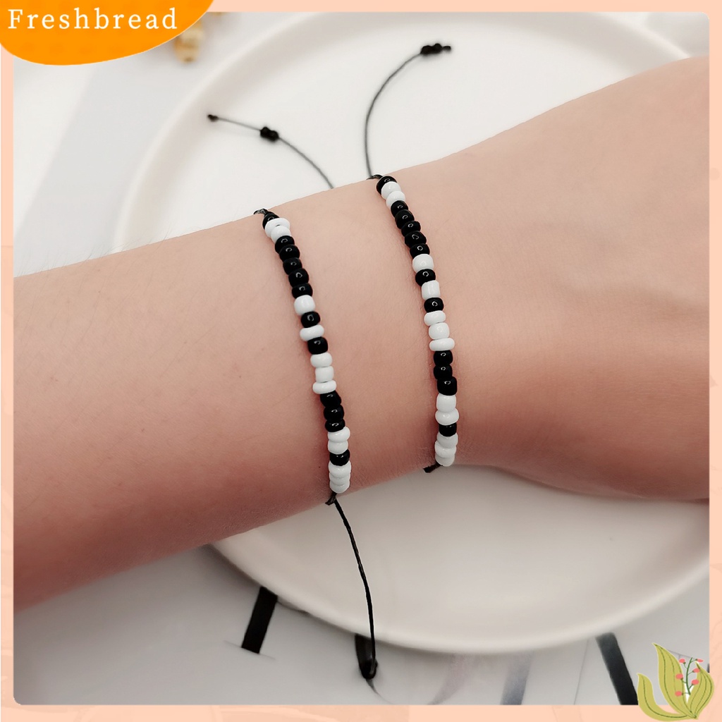 &lt; Freshbread &gt; 2Pcs Couple Kreatif Gelang Kode Morse I Love You Manik-Manik Braided Rope Hand Strap Untuk Hadiah Hari Kasih Sayang