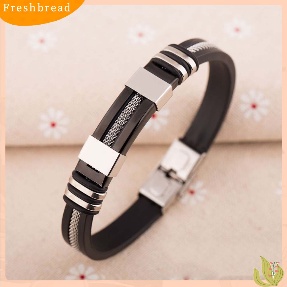 &lt; Freshbread &gt; Unik Pria Titanium Steel Rantai Tangan Buatan Tangan Gelang Bangle Club Perhiasan Hadiah