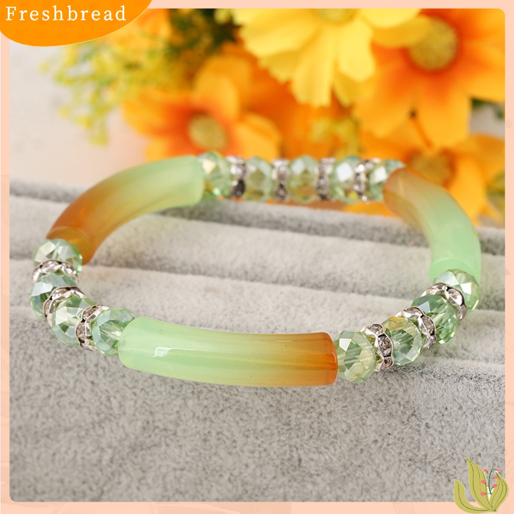 &lt; Freshbread &gt; Berlian Imitasi Warna-Warni Hias Gradien Warna Gelang Bangles Wanita Perhiasan Pesta