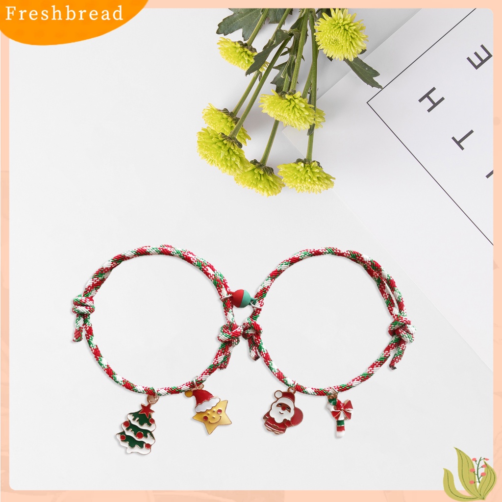 &lt; Freshbread &gt; 1pasang ic Gelang Rantai Gaya Natal Adjustable Santa Claus Couple Bangle Untuk Hadiah Ulang Tahun