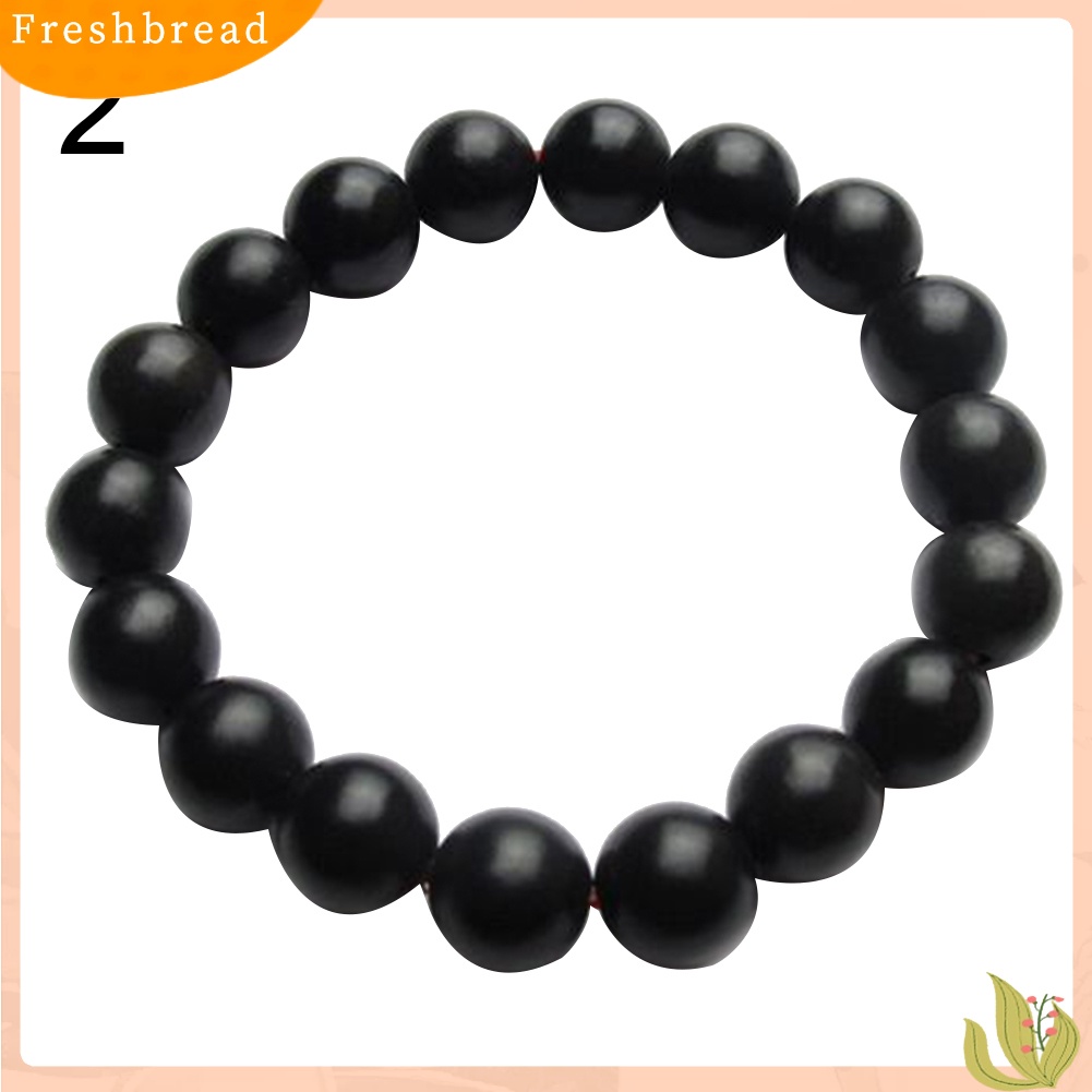 &lt; Freshbread &gt; 8/10mm Manik-Manik Batu Hitam Pesona Gelang Pria Wanita Minimalis Bangle Perhiasan