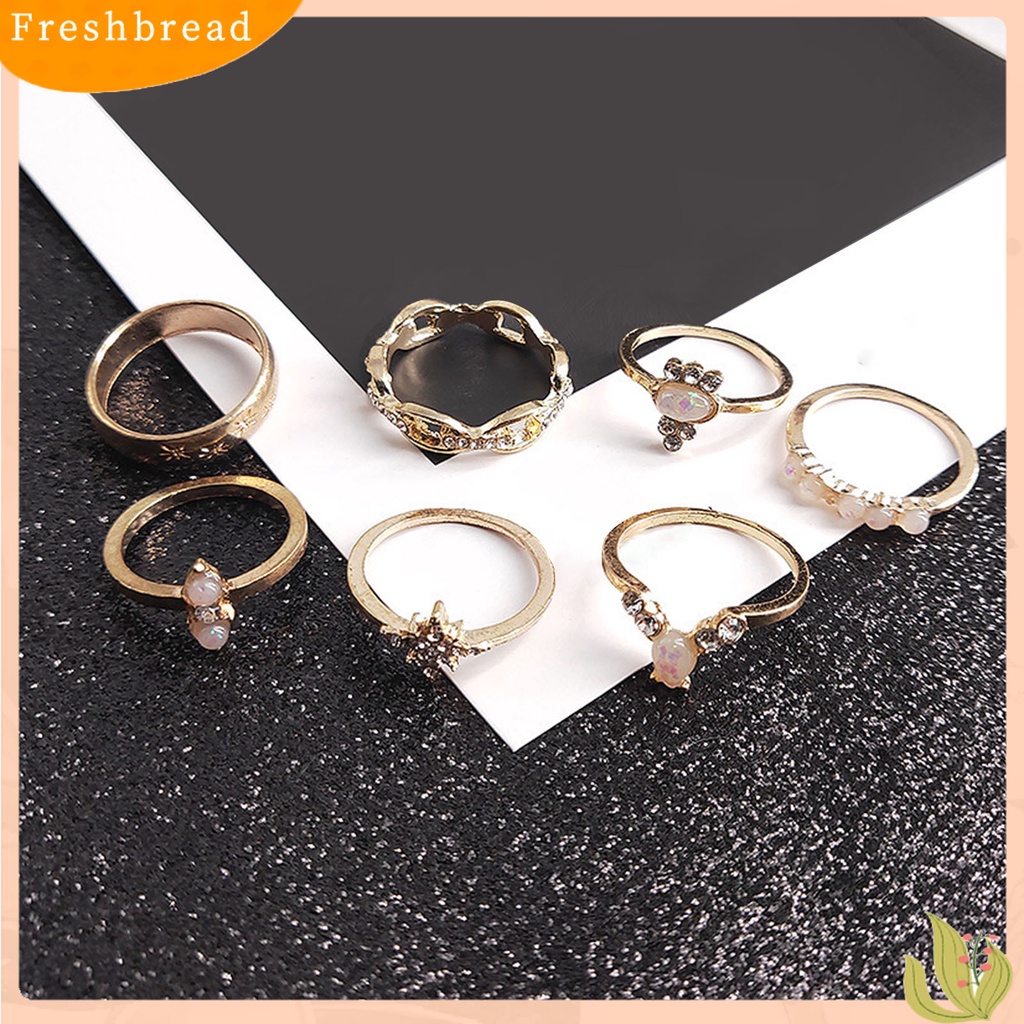 &lt; Freshbread &gt; 17 Pcs Stackable Knuckle Rings Geometris Berlian Imitasi Wanita Vintage Sparkling Finger Rings Perhiasan Aksesoris