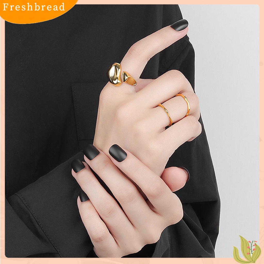 &lt; Freshbread &gt; Knuckle Ring Adjustable Electroplating High Gloss Geometris Menawan Dekorasi Hypoallergenic Lebar Tidak Teratur Terbuka Cincin Perhiasan Aksesoris