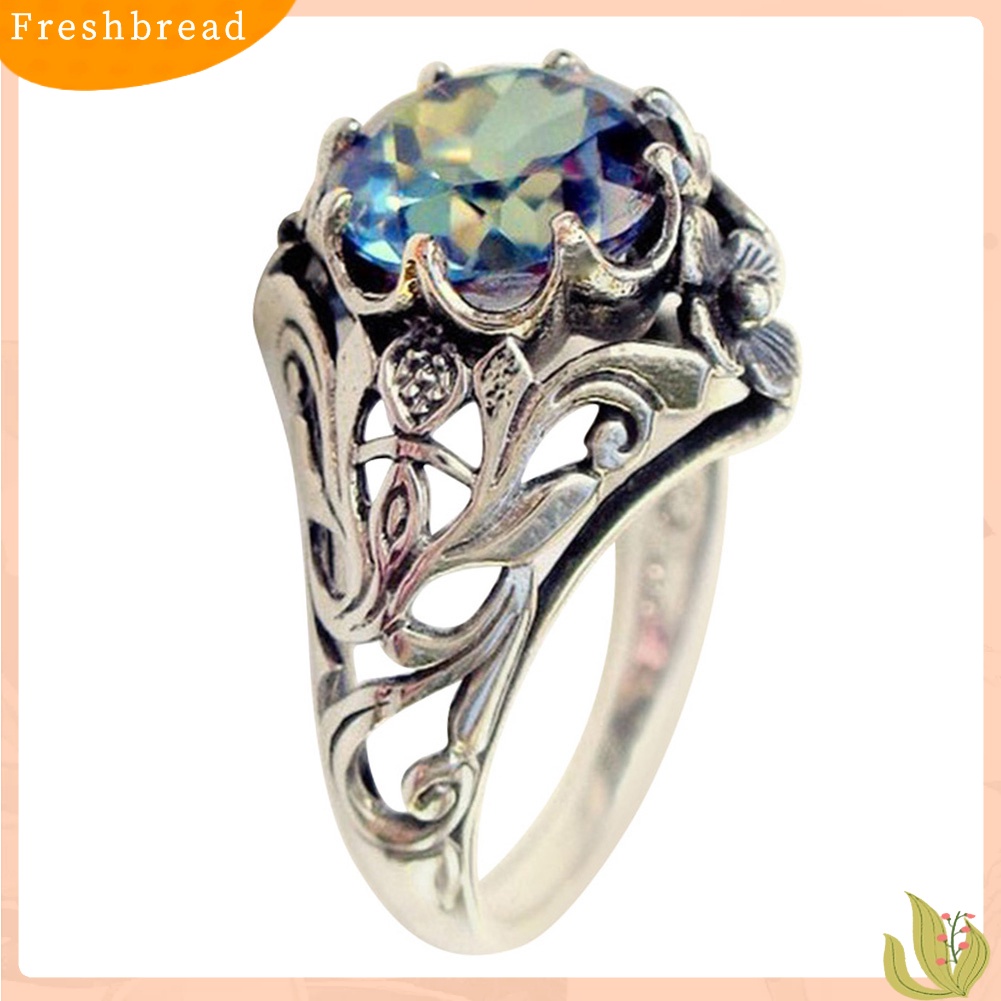 &lt; Freshbread &gt; Kreatif Vintage Warna Pelangi Zirkon Berongga Keluar Wanita Cincin Perhiasan Hadiah