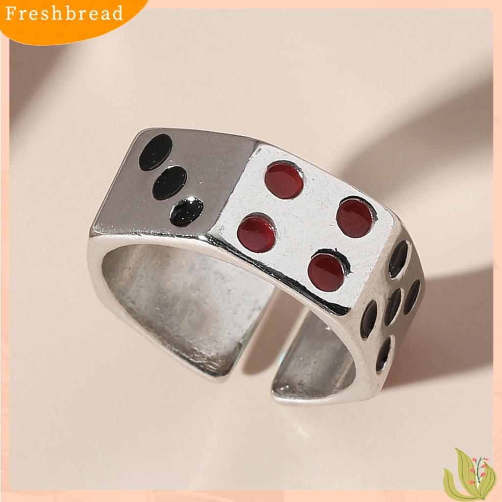 &lt; Freshbread &gt; Cincin Unisex Ukiran Dapat Disesuaikan Paduan Warna Perak Dadu Pembukaan Cincin Perhiasan Aksesori