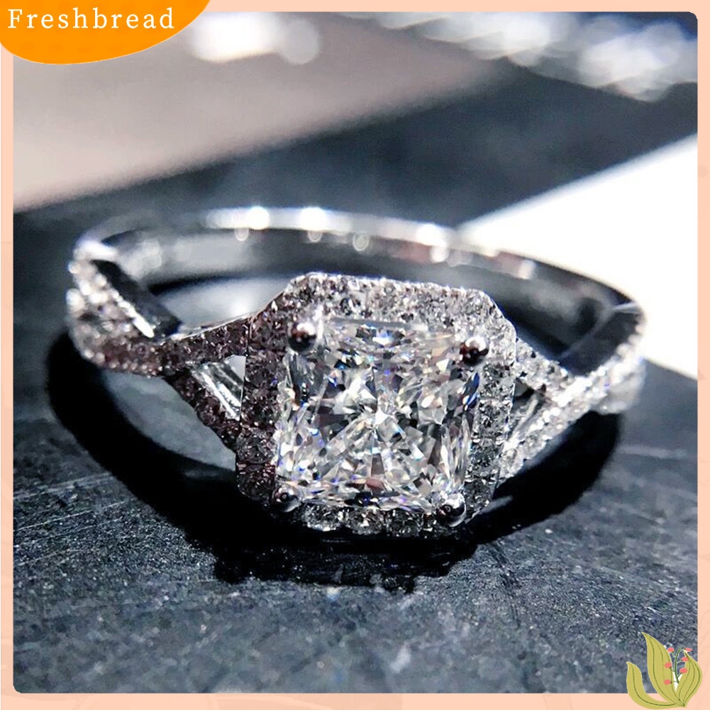 &lt; Freshbread &gt; Mewah Wanita Putri Potong Cubic Zirconia Pernikahan Pertunangan Cincin Perhiasan Hadiah