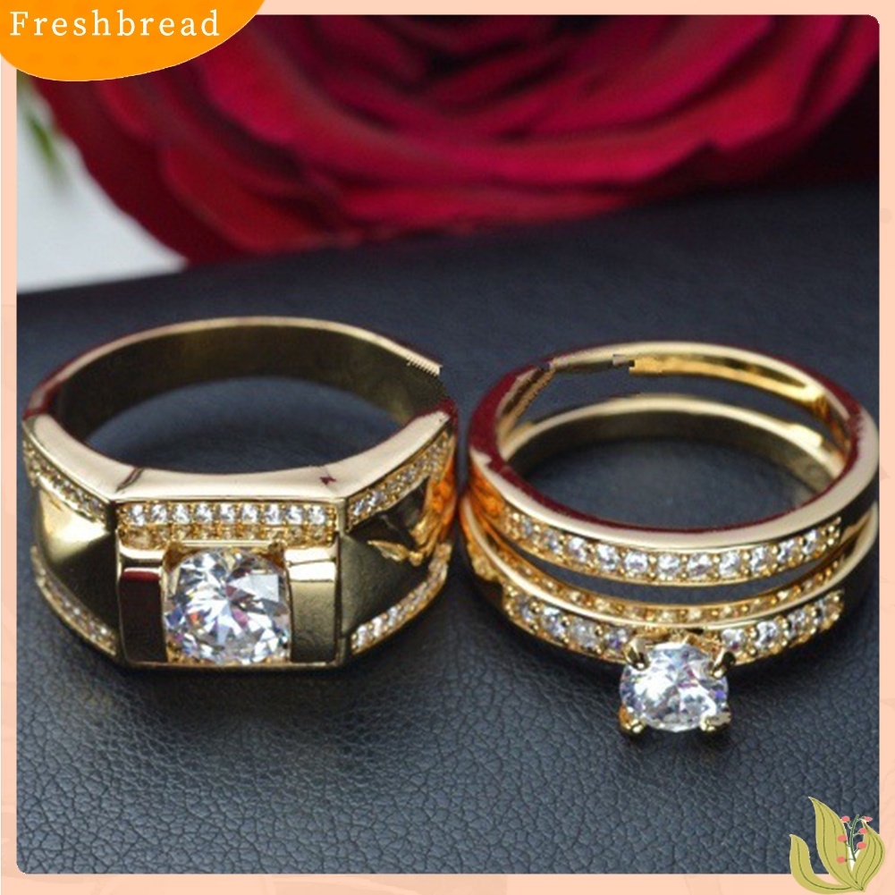 &lt; Freshbread &gt; Fashion Berlian Imitasi Pria Wanita Pertunangan Pernikahan Cincin Pasangan Jari Perhiasan Hadiah