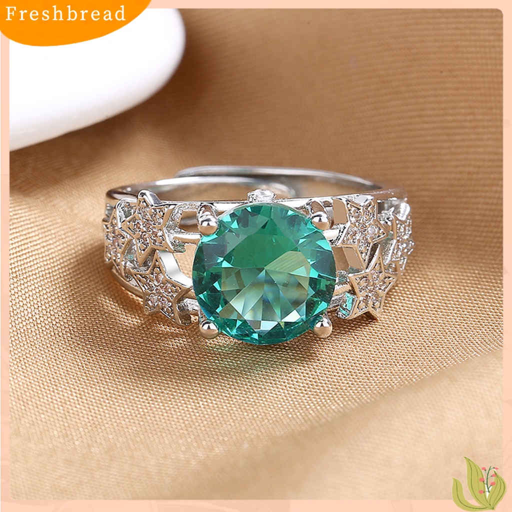 &lt; Freshbread &gt; Wanita Cincin Pembukaan Dapat Disesuaikan Berongga Lima Titik Bintang Retro Hadiah Berlian Imitasi Tertanam Wanita Jari Cincin Perhiasan Fashion