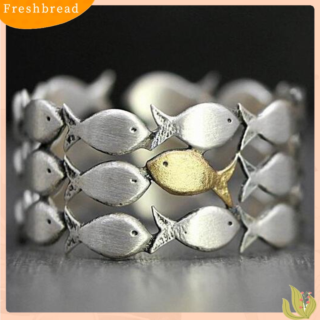 &lt; Freshbread &gt; Cincin Susun Adjustable Unik Tidak Alergi Eternity Cute Little Fish Fashion Ring Untuk Harian