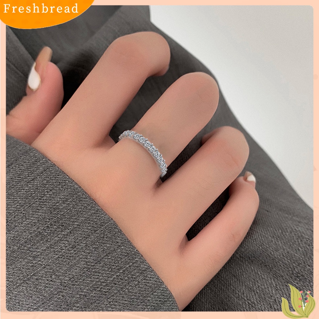 &lt; Freshbread &gt; Cincin Wanita Bersinar Cincin Jari Cubic Zirconia Tembaga Ringan Untuk Pakaian Sehari-Hari