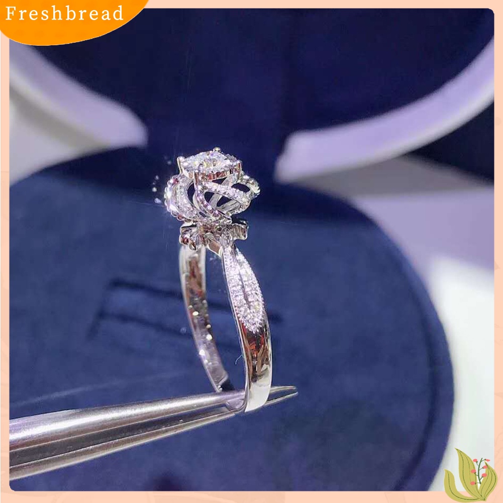 &lt; Freshbread &gt; Pernikahan Pertunangan Berongga Bunga Cubic Zirconia Jari Cincin Hadiah Perhiasan Pengantin