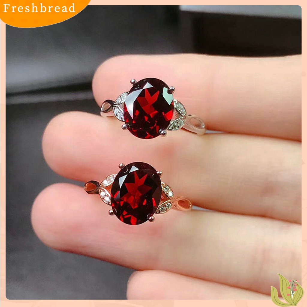 &lt; Freshbread &gt; Cincin Jari Geometris Perhiasan Imitasi Garnet Pembukaan Adjustable Sparkling Ring Untuk Pakaian Sehari-Hari