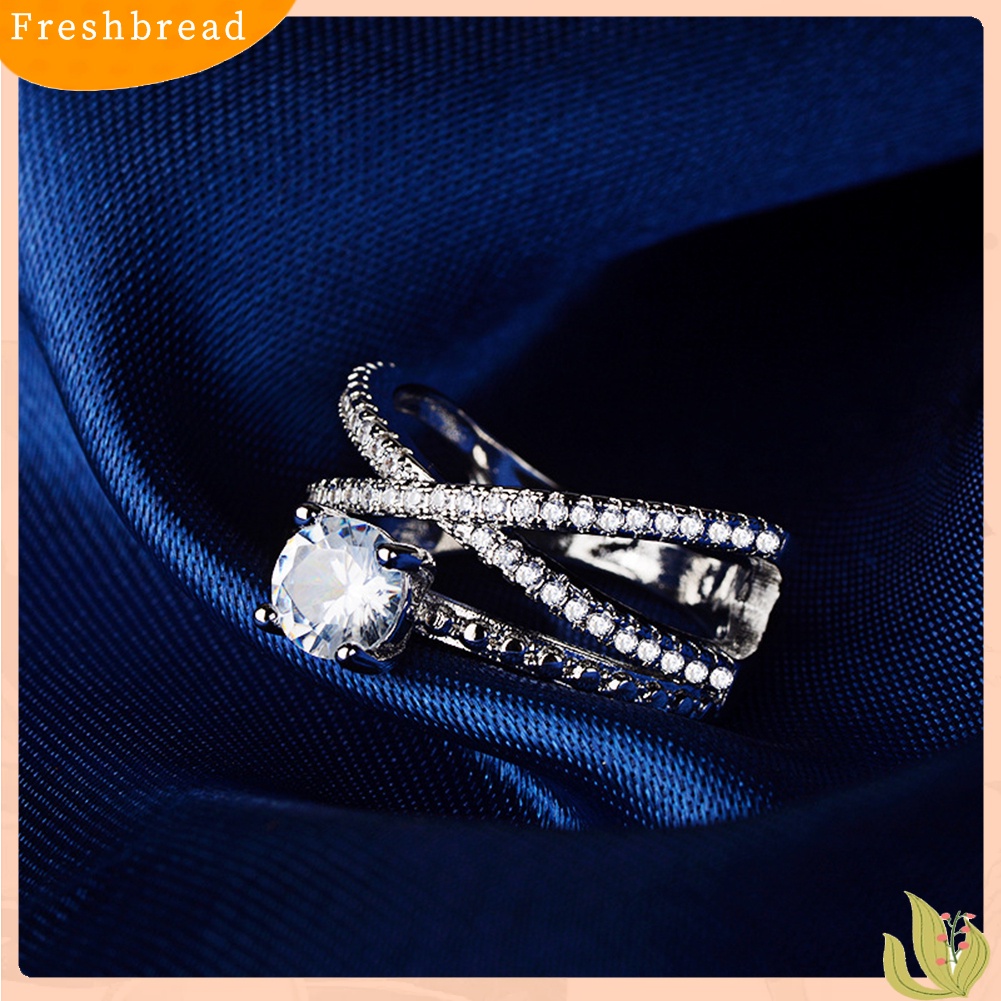 &lt; Freshbread &gt; Glamour Woman Faux Gemstone Pengantin Pernikahan Pertunangan Cross Cincin Jari Perhiasan