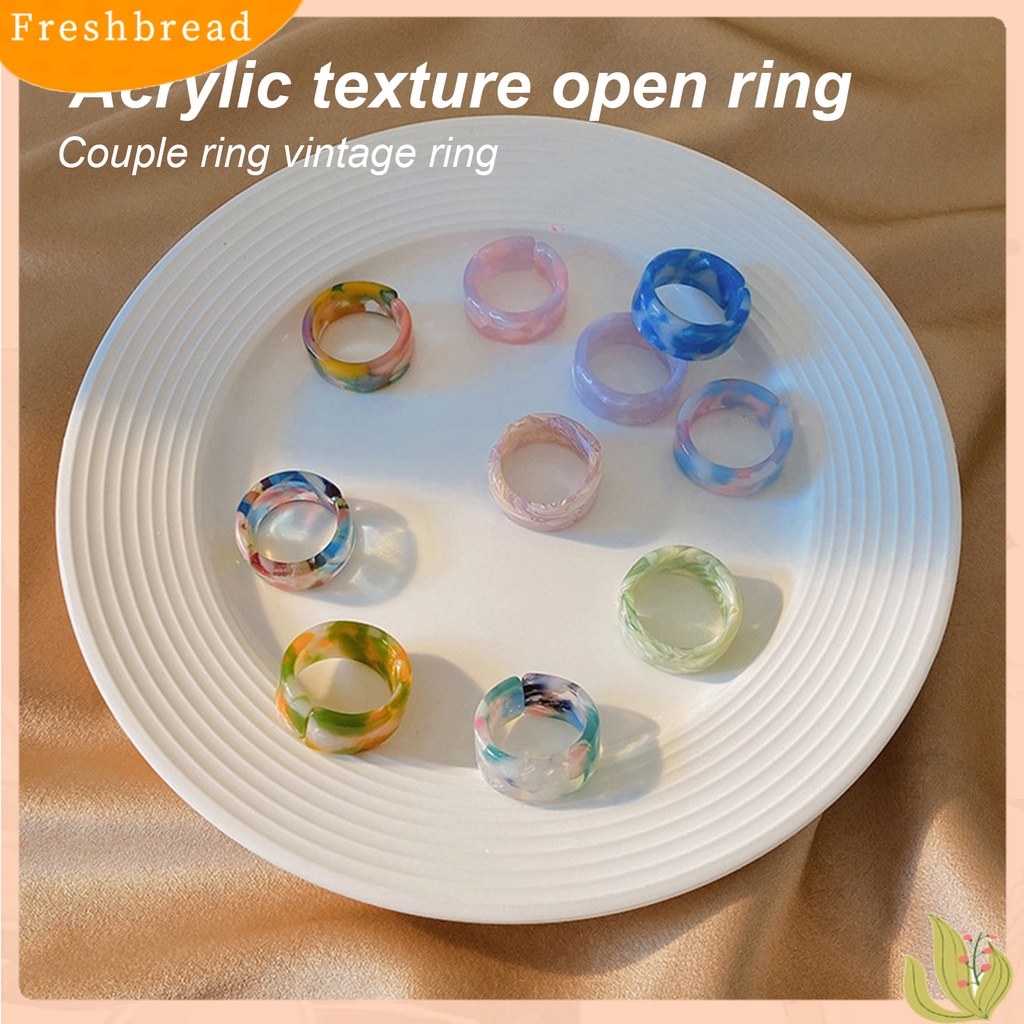 &lt; Freshbread &gt; 1set Cincin Couple Kokoh Mudah Dipakai Resin Tekstur Halus Cincin Fashion Untuk Pakaian Sehari-Hari