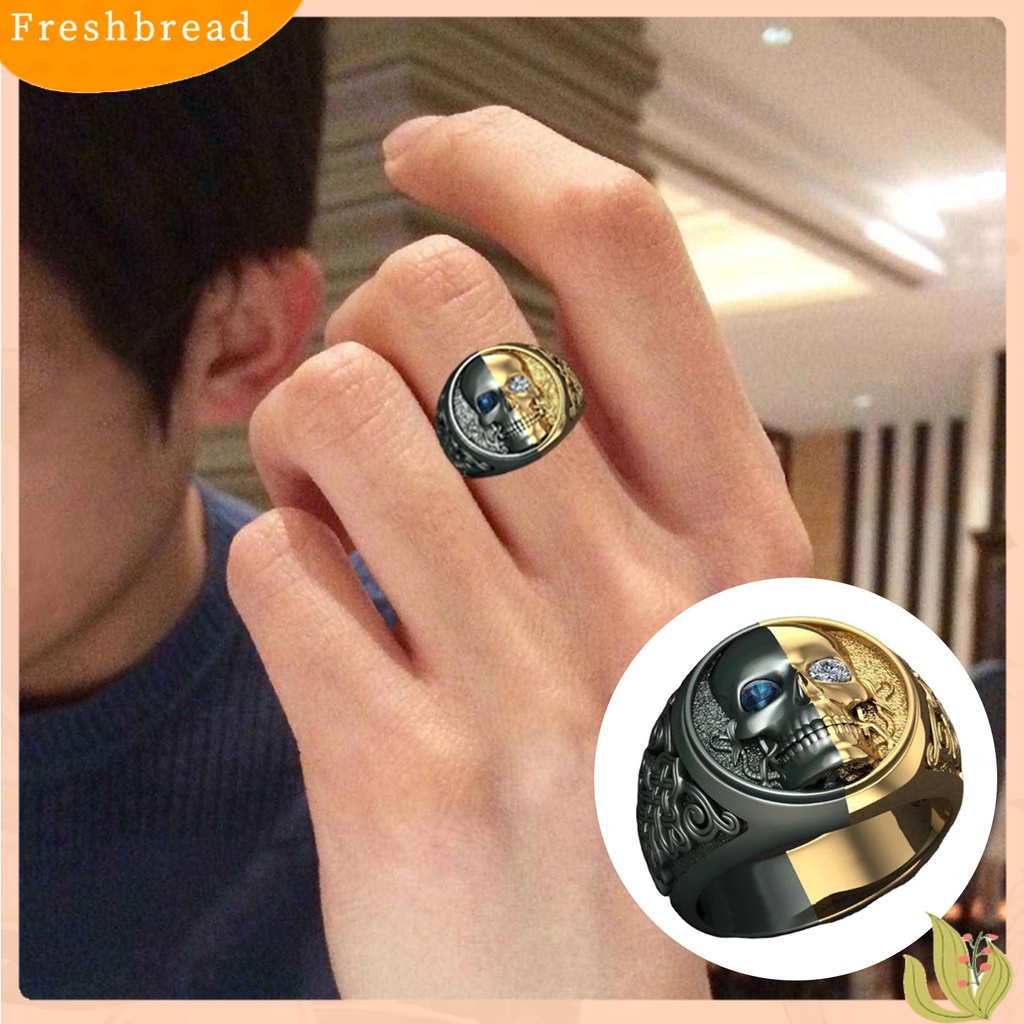 &lt; Freshbread &gt; Cincin Pesta Halus Indah Electroplated Alloy Mengerikan Pria Wanita Cincin Tengkorak Ukiran Untuk Pesta Custom