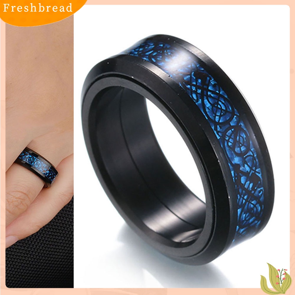 < Freshbread > Naga Berputar Lapisan Ganda Cincin Stainless Steel Pria Punk Jari Perhiasan Hadiah