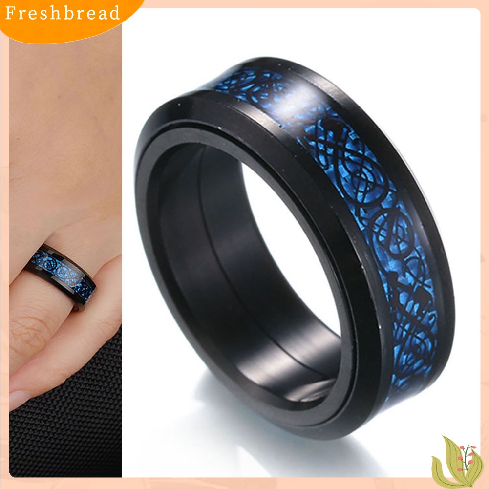 &lt; Freshbread &gt; Naga Berputar Lapisan Ganda Cincin Stainless Steel Pria Punk Jari Perhiasan Hadiah