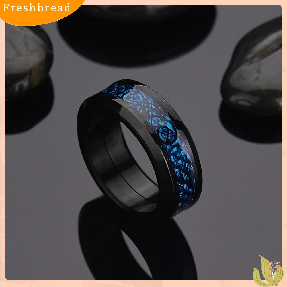 < Freshbread > Naga Berputar Lapisan Ganda Cincin Stainless Steel Pria Punk Jari Perhiasan Hadiah