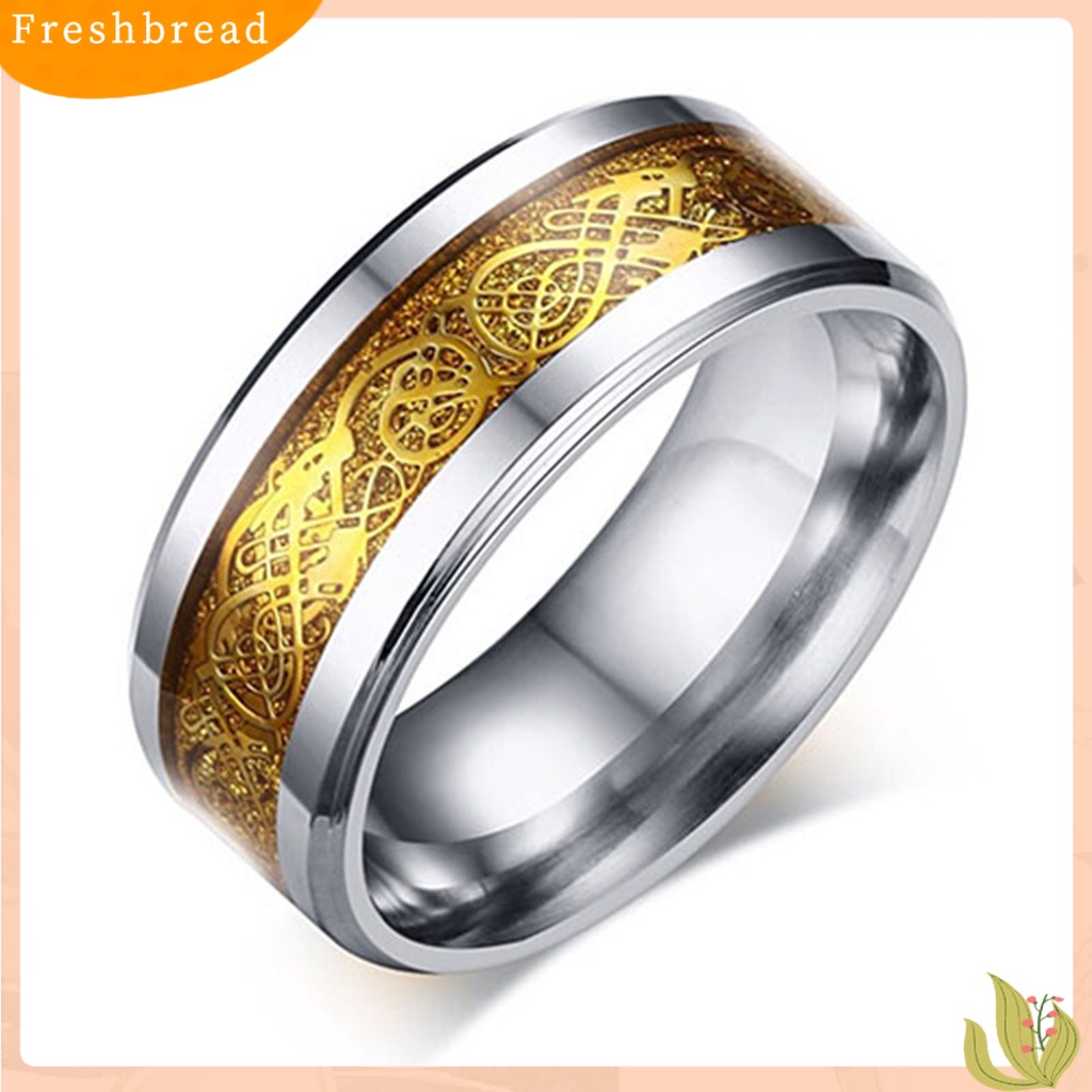 &lt; Freshbread &gt; Unisex Pola Naga Baja Titanium Tidak Luntur Cincin Pernikahan Band Perhiasan Hadiah