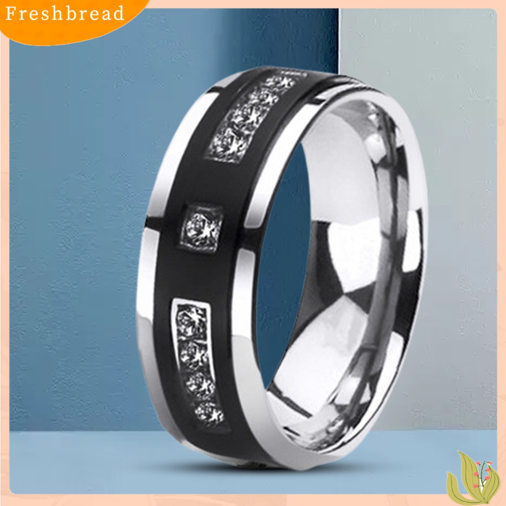 &lt; Freshbread &gt; 1Pc/2Pcs Indah Permukaan Halus Pernikahan Band Alloy Sederhana Cubic Zirconia Hers Rings Nya Pesona Perhiasan